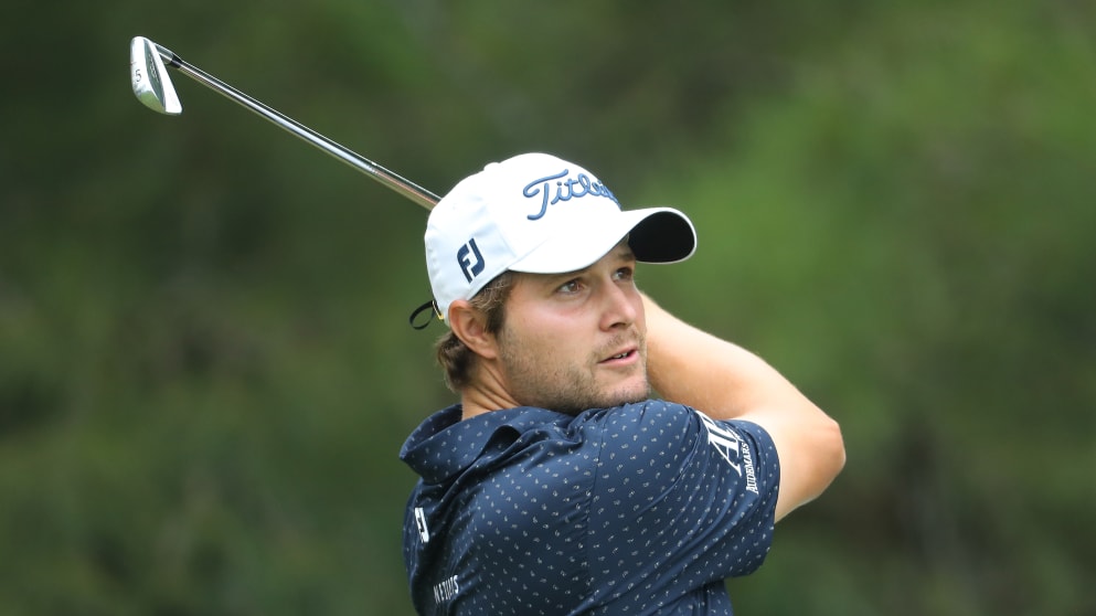 Peter Uihlein - tees off on the 7th during Day Two of the Tshwane Open