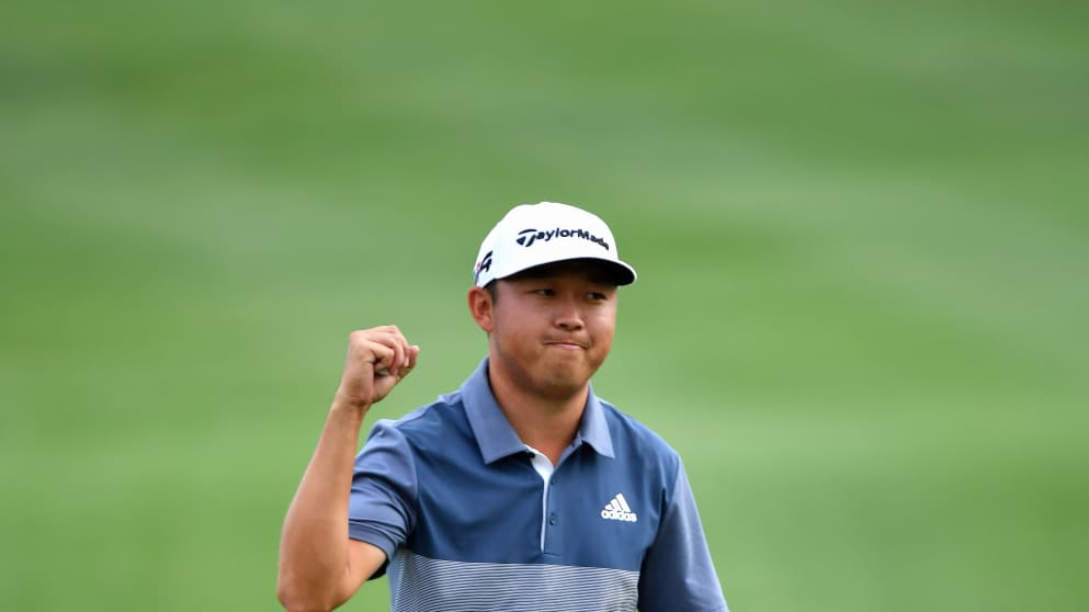 David Lipsky of The United States celebrates victory during day four of the Alfred Dunhill Championship