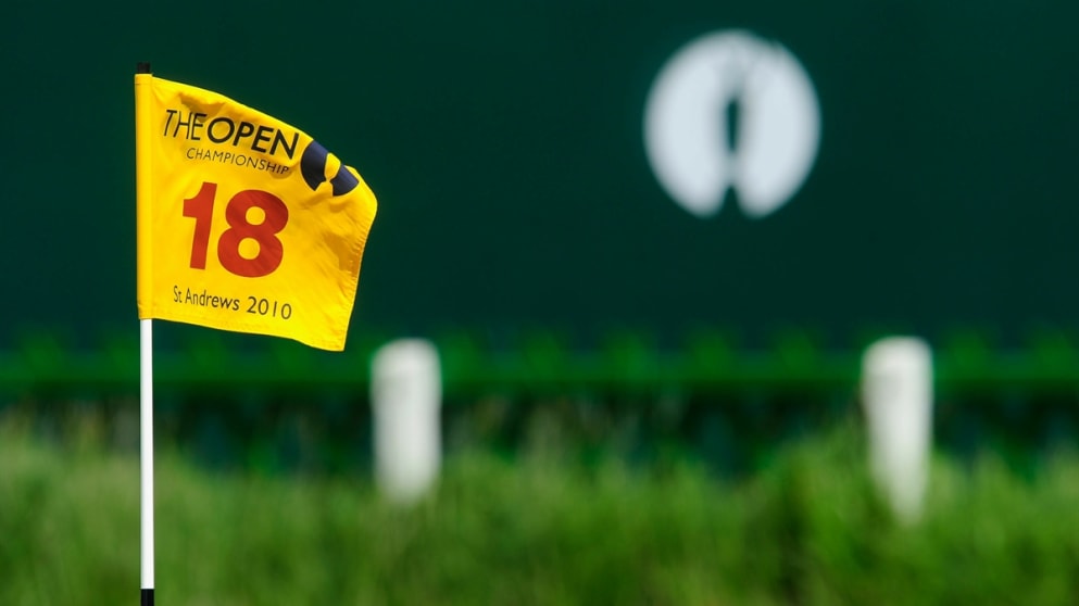 The flagstick on the 18th green at St Andrews