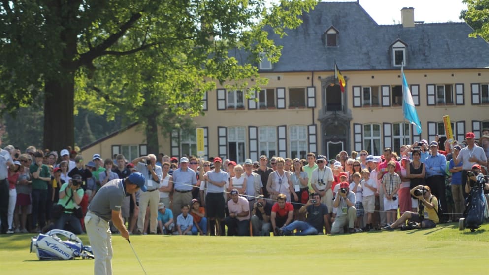 Marco Crespi holes his final putt to win the Telenet Trophy