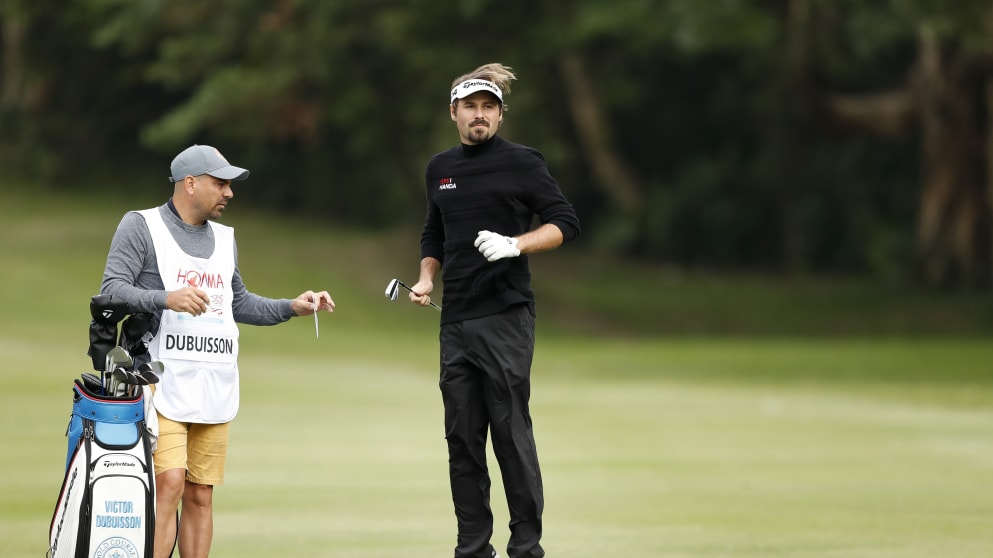  Victor Dubuisson on the 15th hole during day one of the 2018 Honma Hong Kong Open