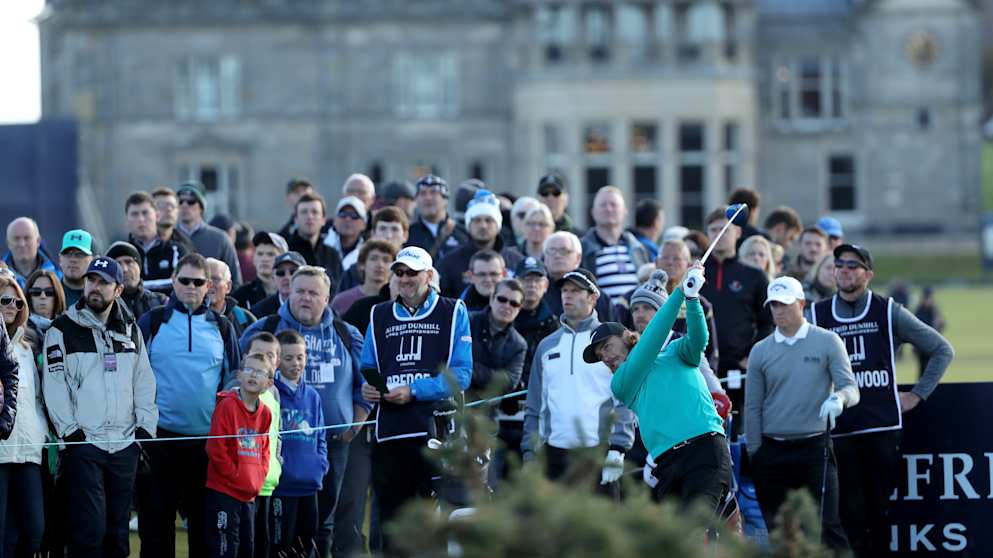 Tommy Fleetwood on the second tee at the Old Course