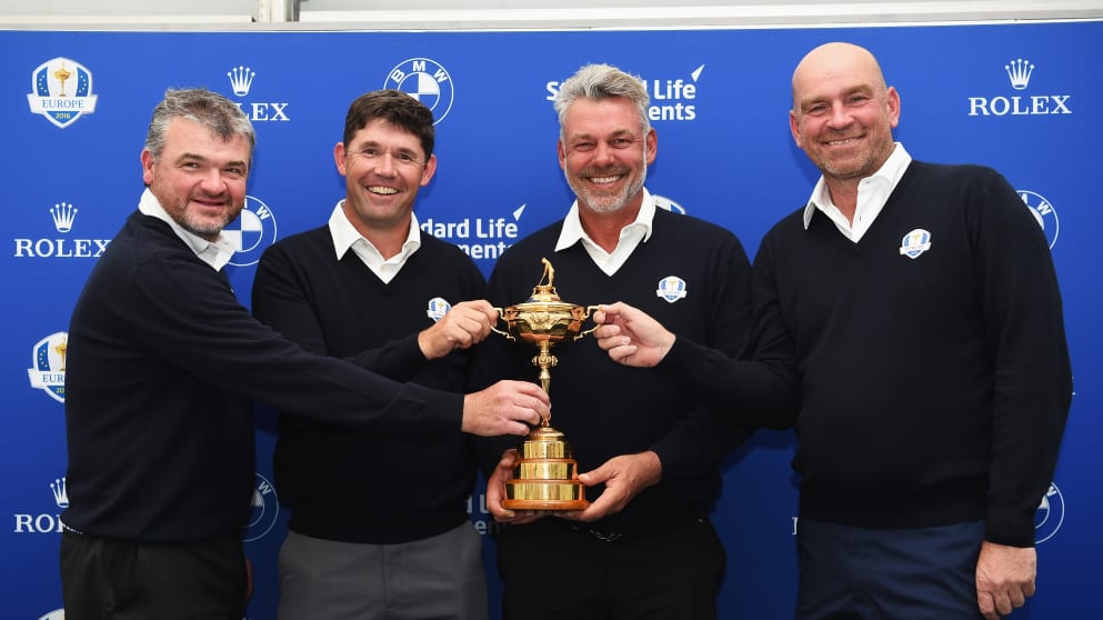 Paul Lawrie, Padraig Harrington, Darren Clarke and Thomas Bjorn after the Northern Irishman named the three his first vice captains picks
