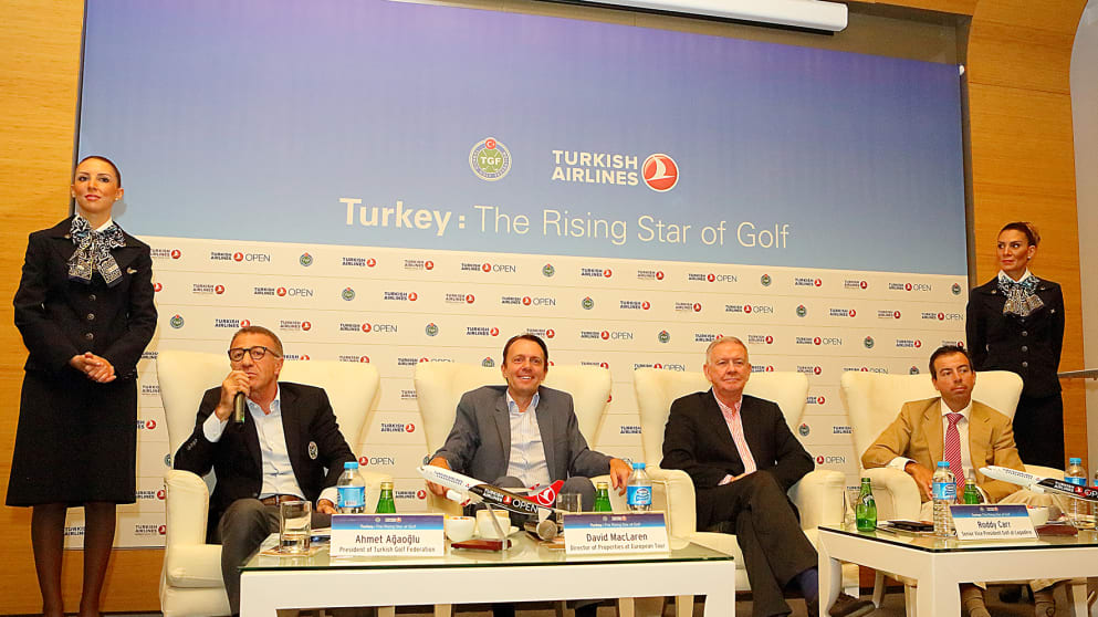 Ahmet Agaoglu (President of the Turkish Golf Federation), David MacLaren (Director of Property and Venue Development, European Tour), Roddy Carr (Senior Vice President Golf, Lagadere), Ian Edwards (Associate Director, Financial Times)