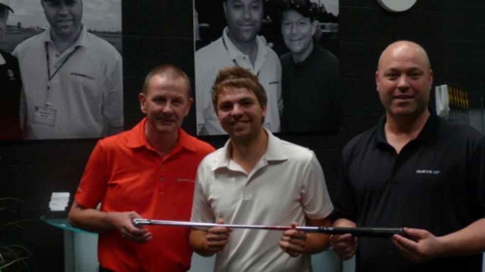 Nippon Shafts Europe's Garry Price, competition winner Sam Poole, and Tour X Golf's Nick Hibbs