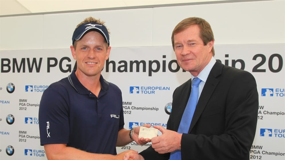 Chief Executive George O'Grady presents Luke Donald with Honorary Life Membership