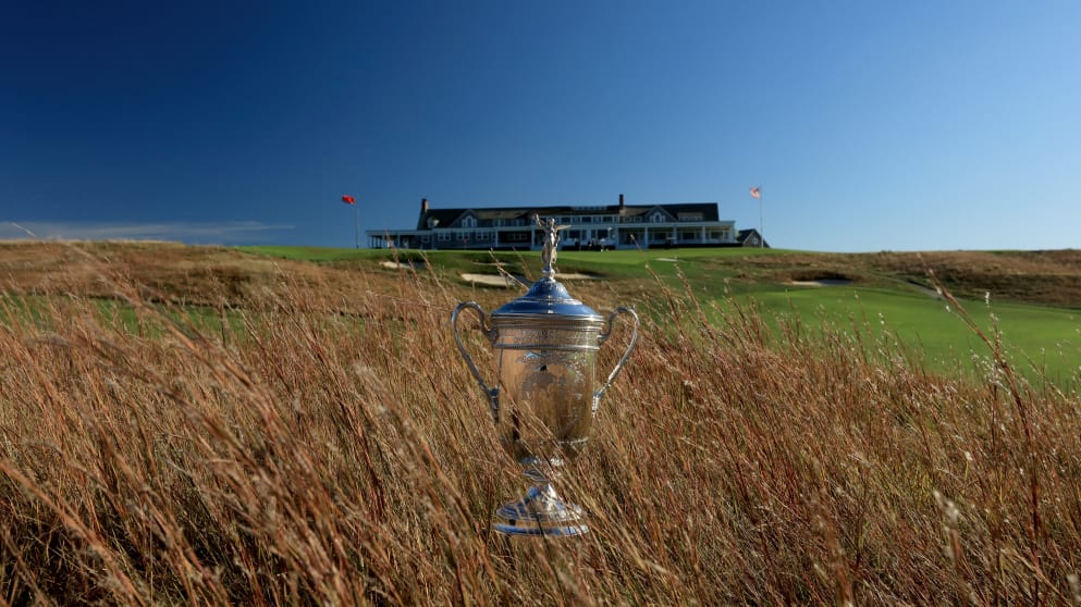 The US Open trophy at Shinnecock Hills