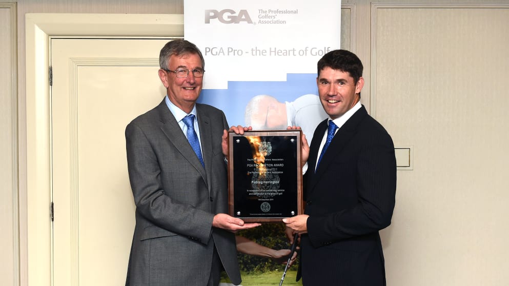 Padraig Harriington receives the PGA Recognition Award