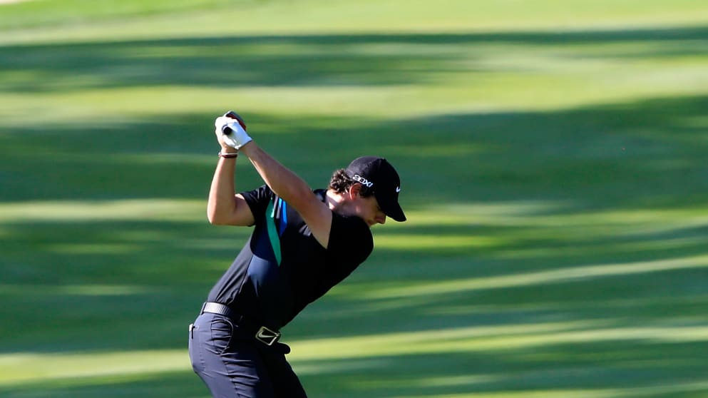 Rory McIlroy practises for the WGC-Bridgestone Invitational