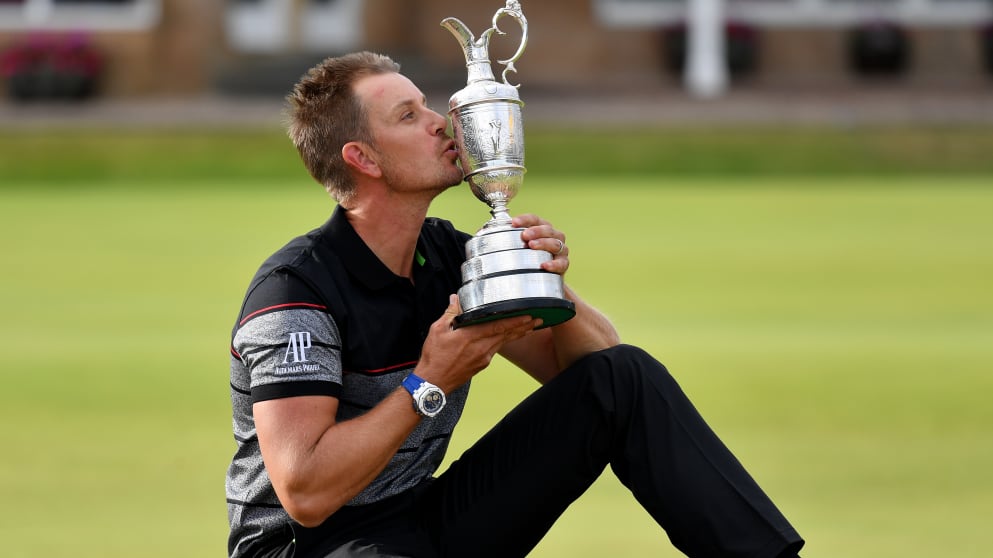 Henrik Stenson celebrates his Open Championship victory