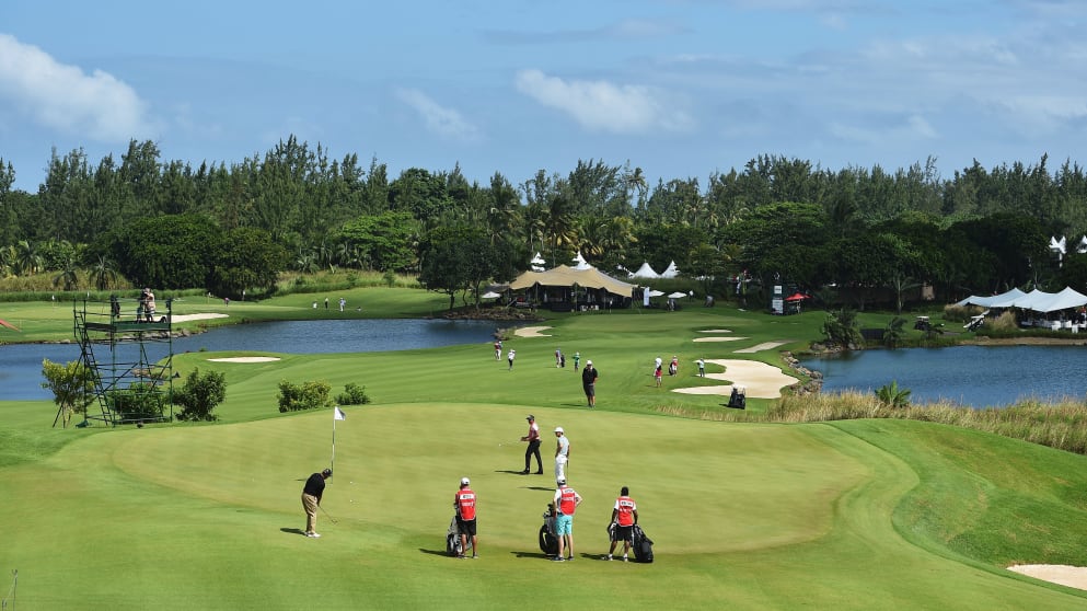 A genral view of the eighth hole at the AfrAsia Bank Mauritius Open, at Heritage Golf Club