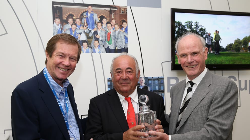European Tour Vice Chairman Angel Gallardo is honoured by the PGA