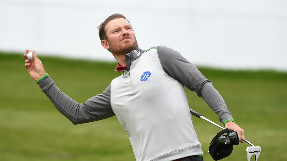 Chris Wood celebrates winning the BMW PGA Championship