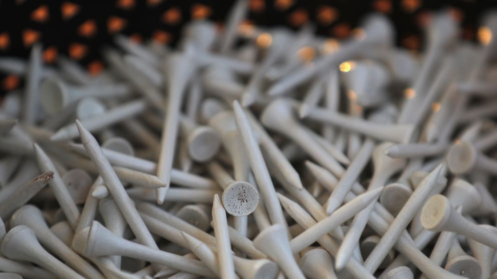 Tees are pictured on the 10th tee box during the Tshwane Open