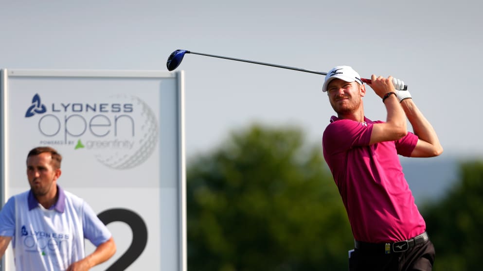 Chris Wood on the tee at the 2015 Lyoness Open