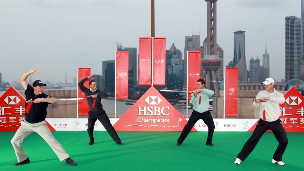  Phil Mickelson, Tiger Woods,  Lee Westwood and Martin Kaymer cross swords