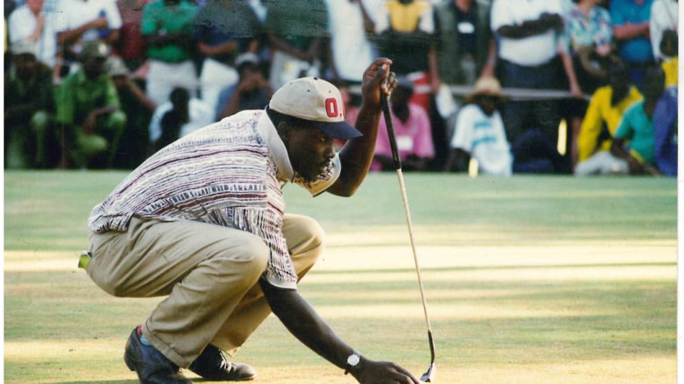 Jacob Okello in action in a play-off in 1998