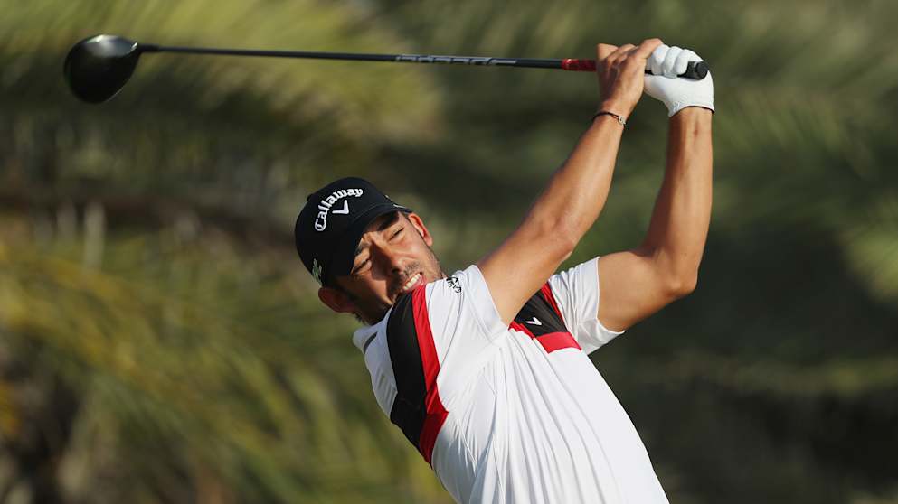 Pablo Larrazabal on the 14th at Abu Dhabi GC