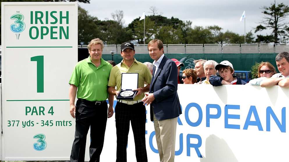 Robert Finnegan (L), Graeme McDowell and George O'Grady (R)