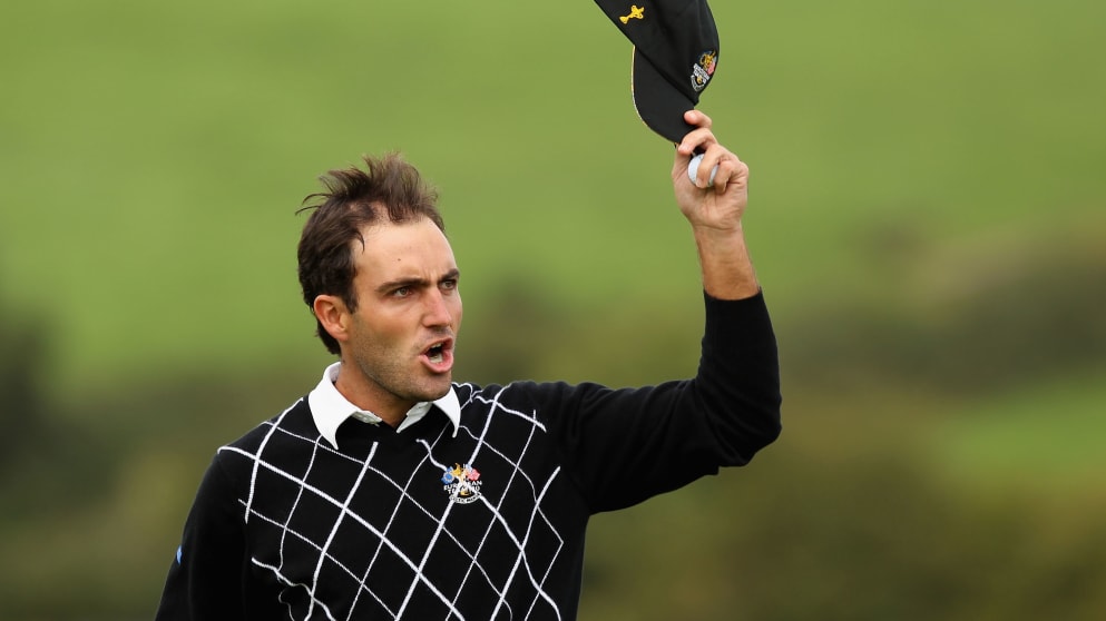Edoardo Molinari in action in The Ryder Cup 