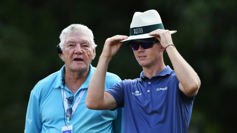 Brandon Stone tries on a marshal's hat