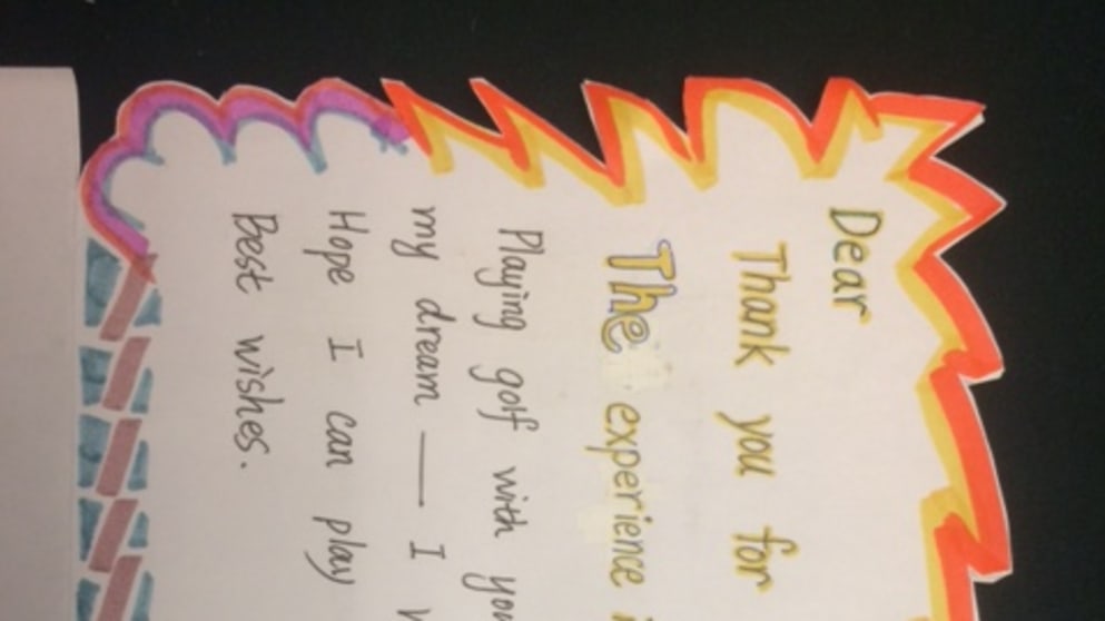 Foshan Junior Pro Am Thank You letter