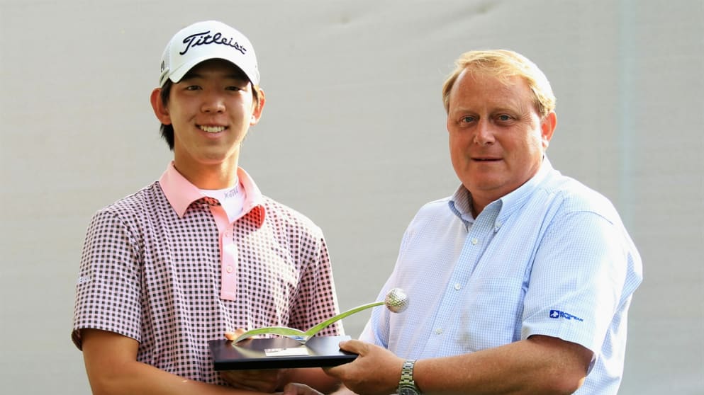   Seung-Yul Noh of Korea receives the Shot of the Month award for March