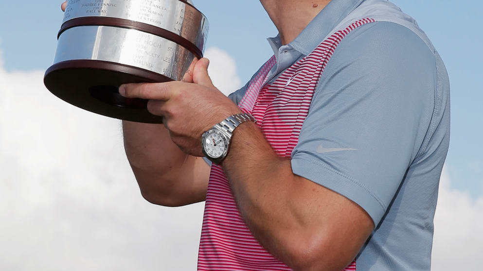 Paul Casey - kissing the latest addition to his trophy cabinet after winning the KLM Open