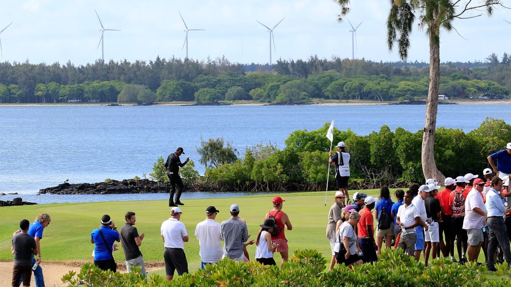 Thaworn Wiratchant on the 17th green at Constance Belle Mare Plage