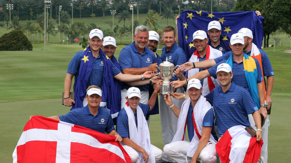 Team Europe celebrate with the Eurasia Cup