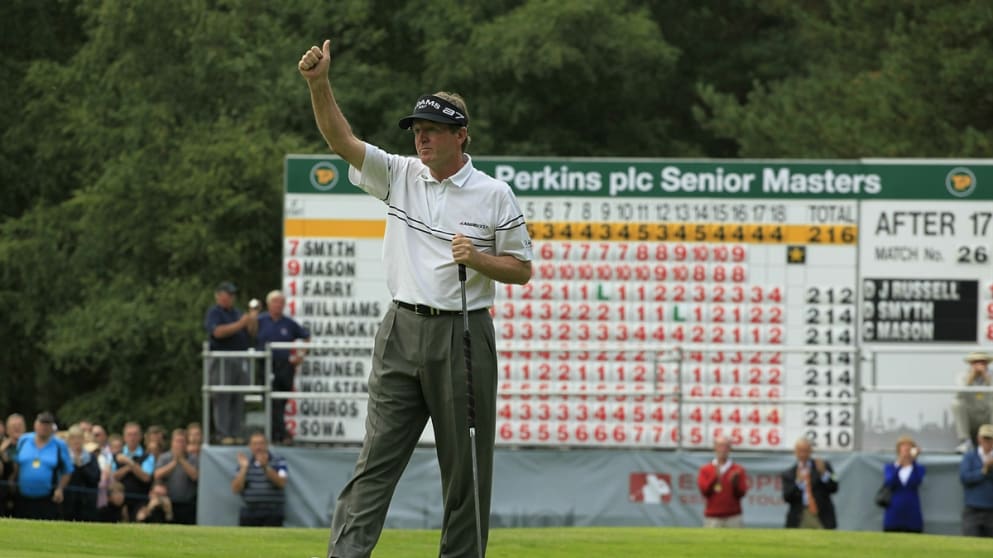 Des Smyth at the moment of victory at Woburn
