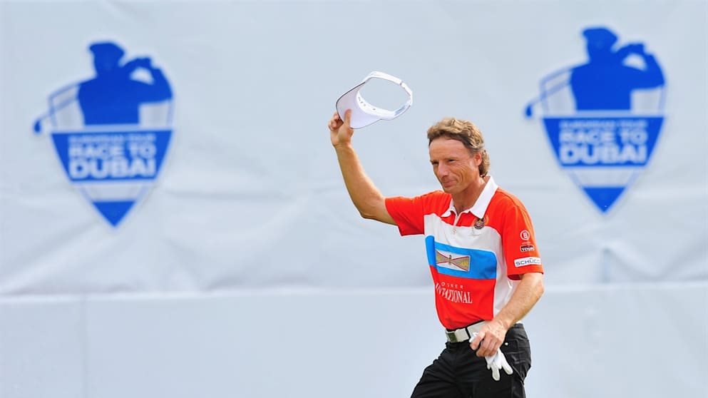 Bernhard Langer salutes his home fans