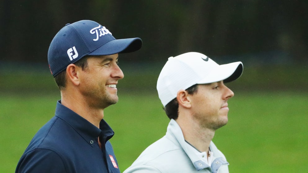 Adam Scott and Rory McIlroy at the WGC-HSBC Champions