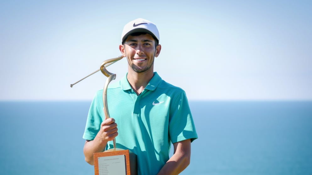 Jack Singh Brar with the Cordon Golf Open trophy (credit Cordon Electronics)