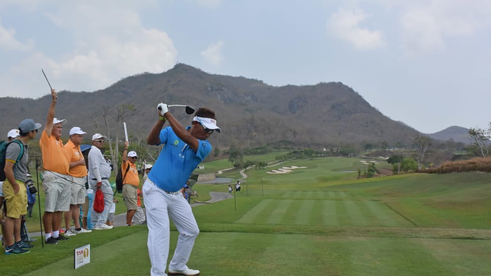 Thongchai Jaidee on the tee in Thailand.