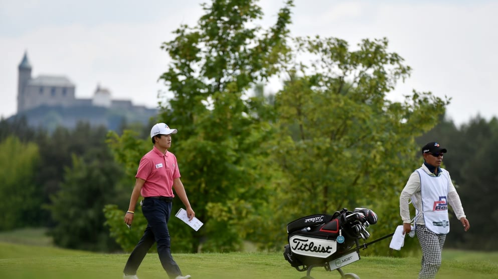 Minkyu Kim walks down the fairway (credit Ota Mrákota/Relmost)
