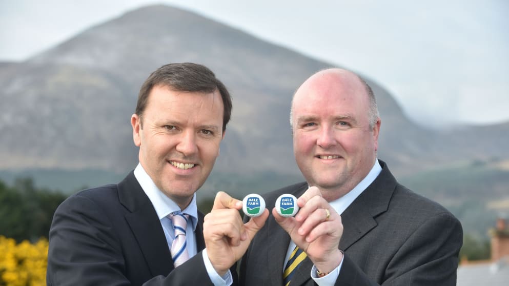 Jason Hampton, Dale Farm Commercial Director - Branded Products, with James Finnigan, Commercial Director of the Irish Open