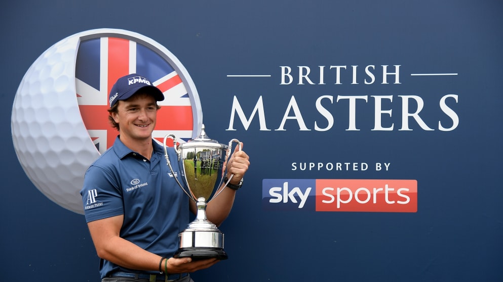 Paul Dunne with the British Masters trophy