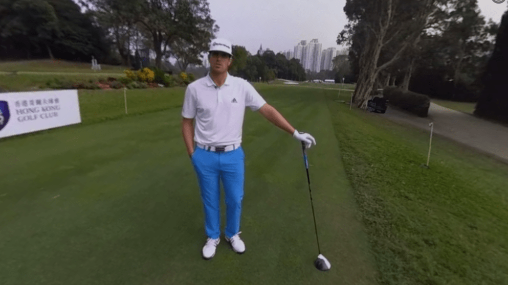 Elvira on the 18th hole in Hong Kong