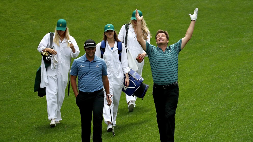Jon Rahm and Sir Nick Faldo