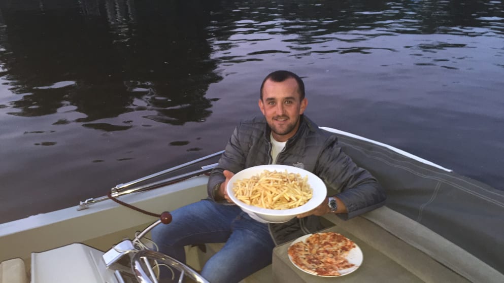 Mark Crane, Chris Wood's caddie, after their BMW PGA Championship victory