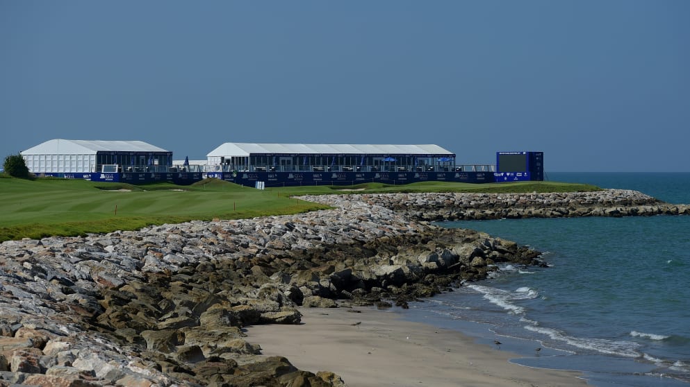 Hole 18 at Al Mouj Golf