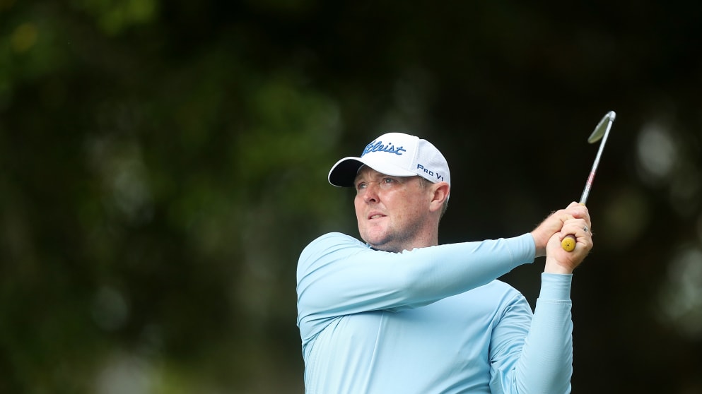 Jarrod Lyle during the first round of the Australian PGA Championship
