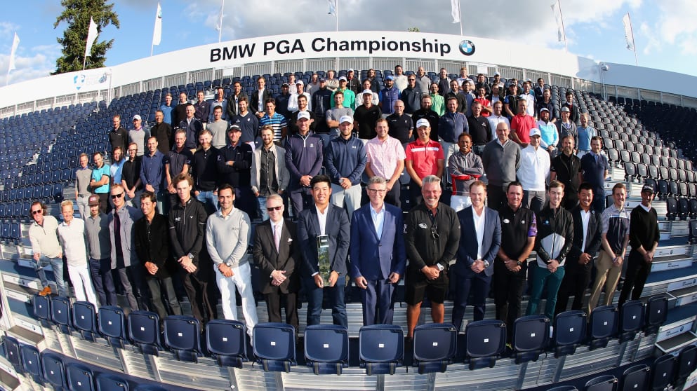 The players gather in the grandstand on Tuesday