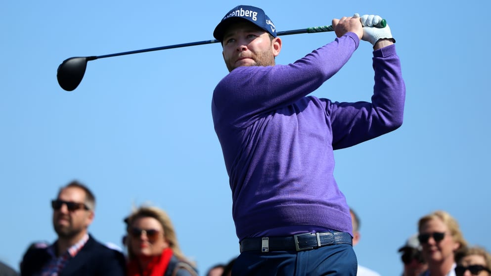 Branden Grace - hits his tee shot on the 5th hole during the final round of the Commercial Bank Qatar Masters