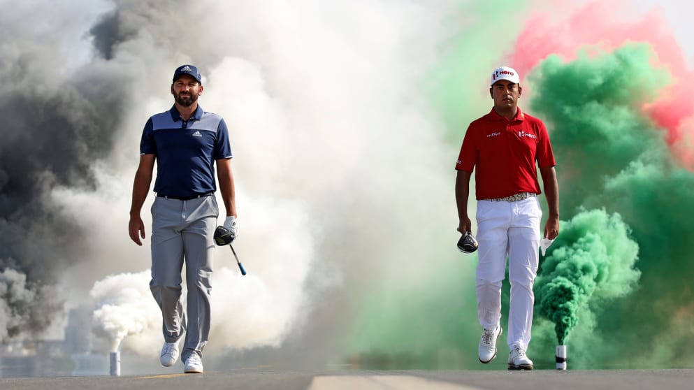 Anirban Lahiri and Sergio Garcia in Dubai