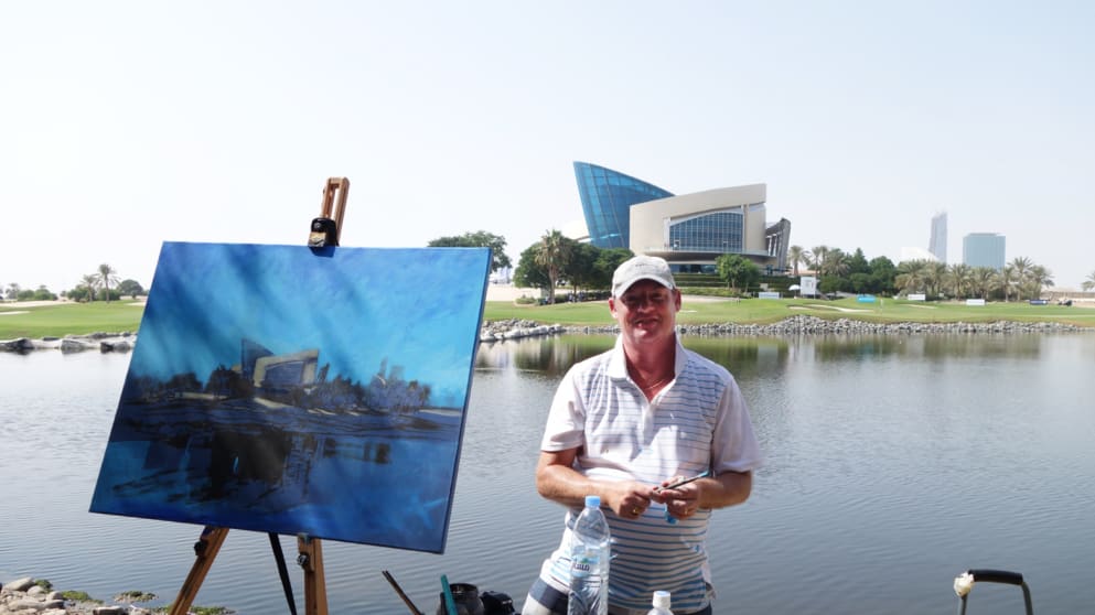 Artist Mark Robinson at Al BAdia Golf Club by InterContinental