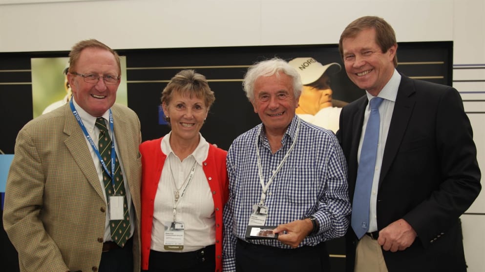 Brian Huggett and his wife Winnie, with Richard Hills (l) and George O'Grady