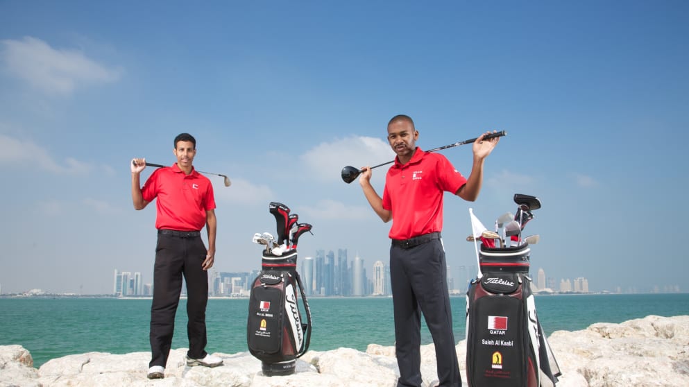 Ali Al Bishi (left) and Saleh Al Kaabi (right) will represent Team Qatar in this week’s Commercial Bank Qatar Masters at Doha Golf Club
