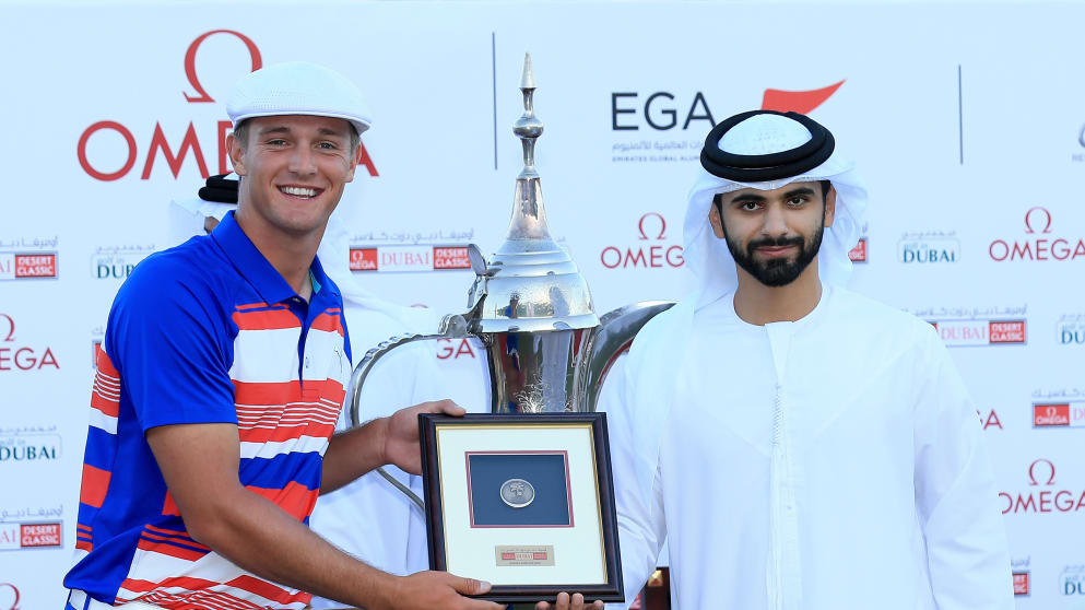 Bryson DeChambeau wins leading amateur award in 2016 Omega Dubai Desert Classic